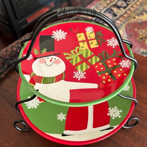 Santa & Snowman Two Tier Server by Certified International for Susan Winget - Picture 7 of 9